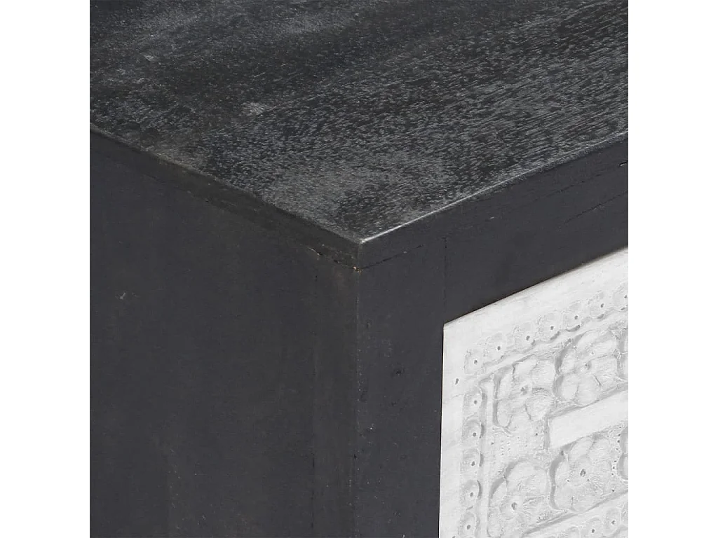 Garden Furniture -  Meuble TV sculpté à la main Gris et blanc 120x30x40 cm Manguier