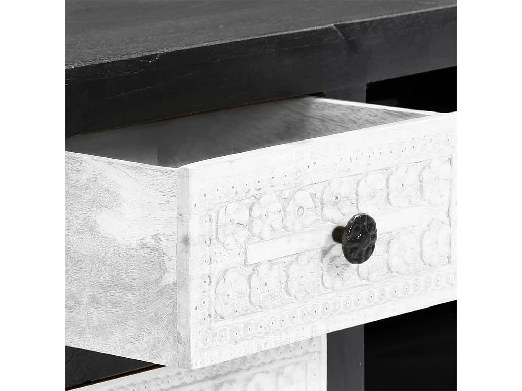 Garden Furniture -  Meuble TV sculpté à la main Gris et blanc 120x30x40 cm Manguier