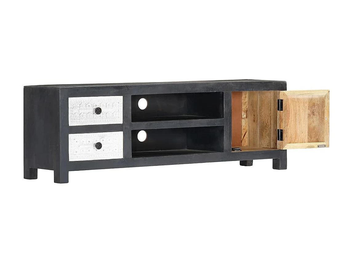 Garden Furniture -  Mueble para TV tallado a mano mango gris blanco 120x30x40 cm