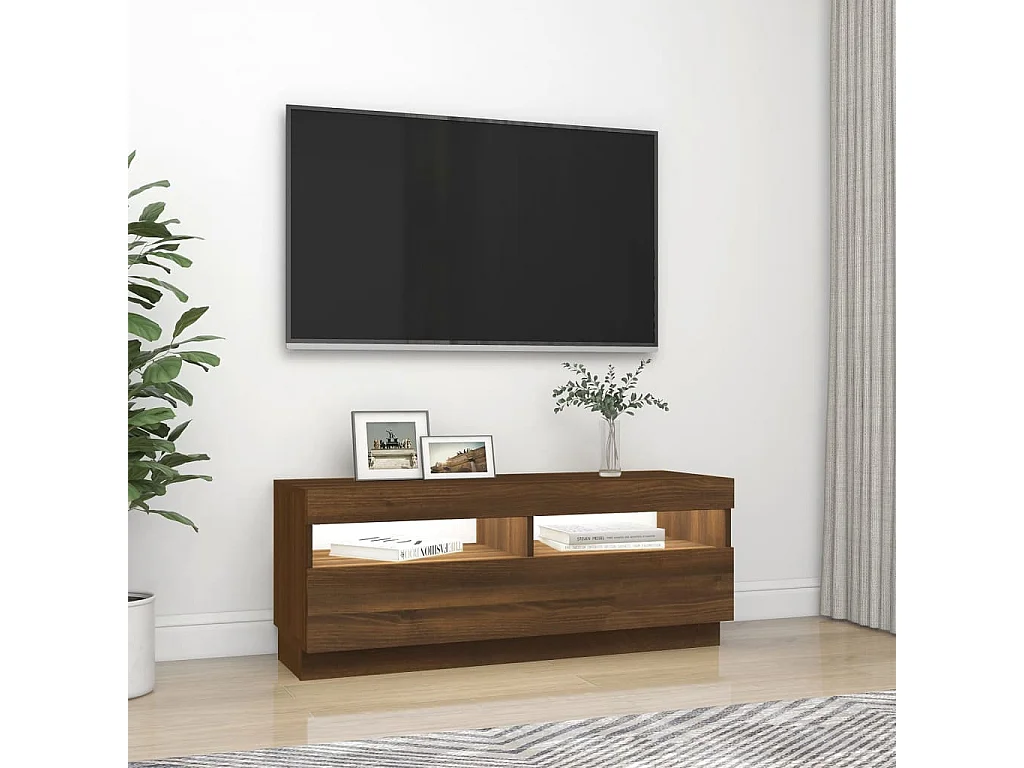 Roelant  Mueble de TV con luces LED marrón roble 100x35x40 cm