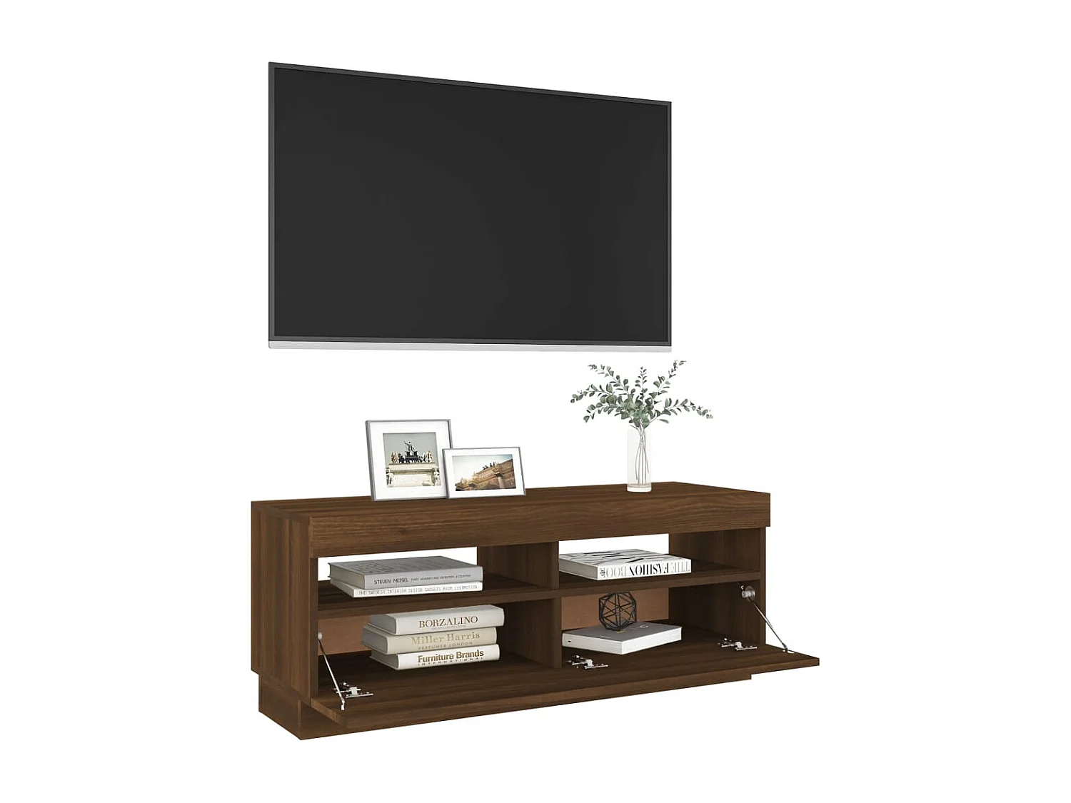 Roelant  Mueble de TV con luces LED marrón roble 100x35x40 cm