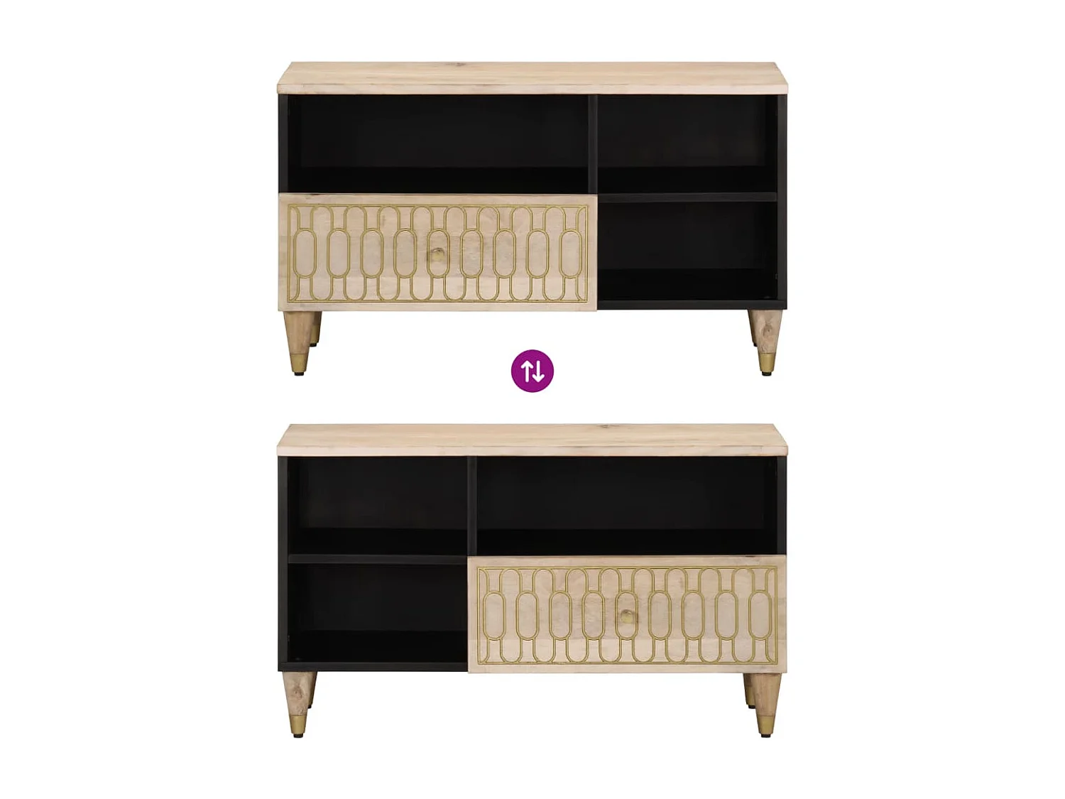 Garden Furniture -  Meuble TV 80x33x46 cm bois massif de manguier