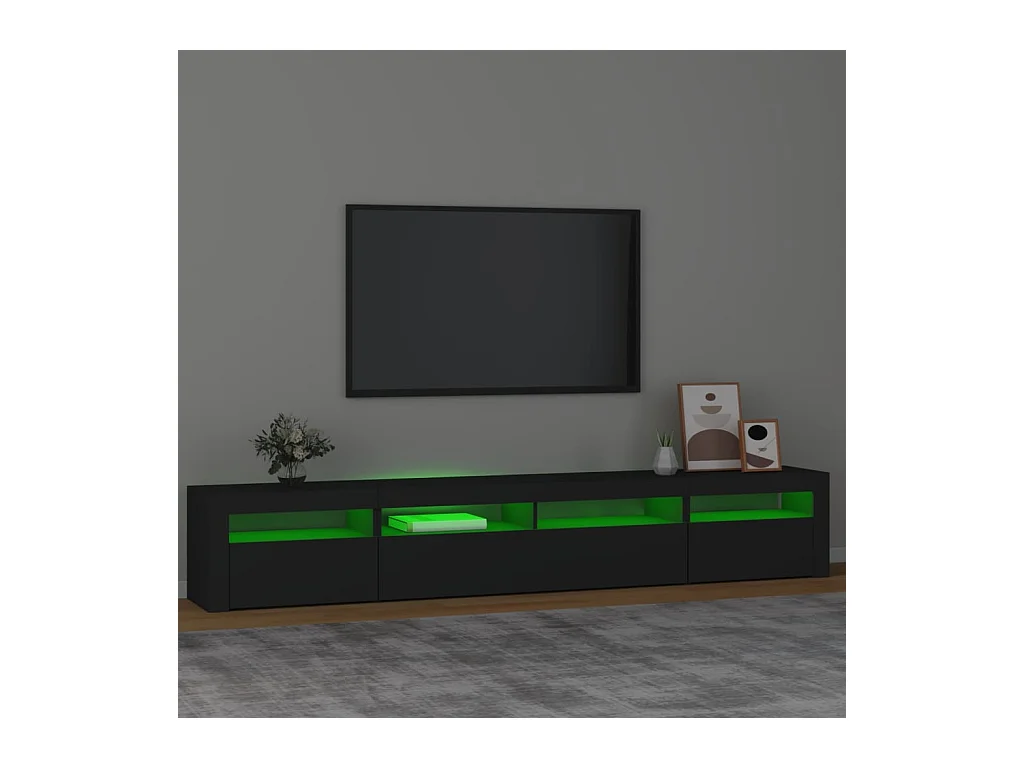 Vleteren  Meuble TV avec lumières LED Noir 240x35x40 cm