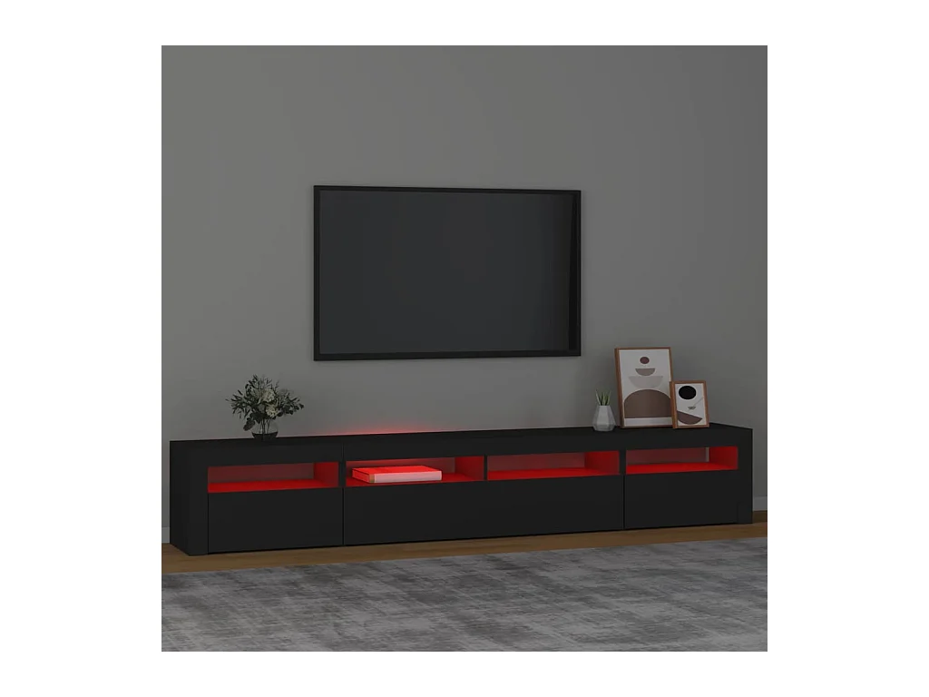 Vleteren  Meuble TV avec lumières LED Noir 240x35x40 cm