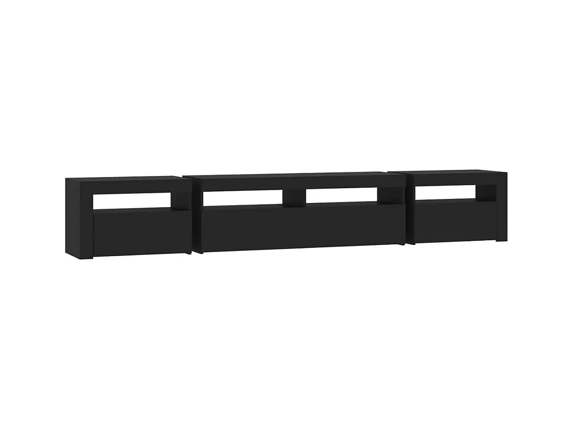 Vleteren  Meuble TV avec lumières LED Noir 240x35x40 cm