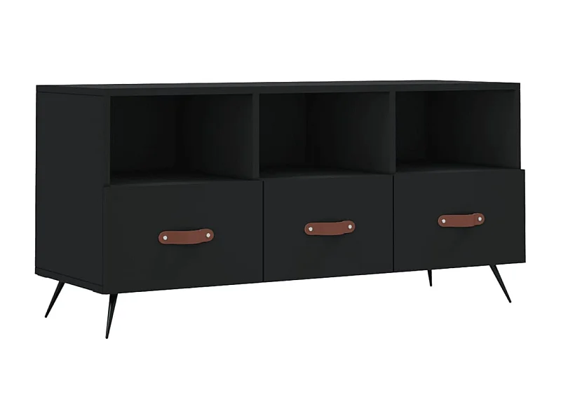 Qandrel  Meuble TV noir 102x36x50 cm bois d'ingénierie