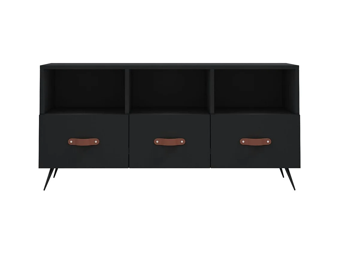 Qandrel  Meuble TV noir 102x36x50 cm bois d'ingénierie