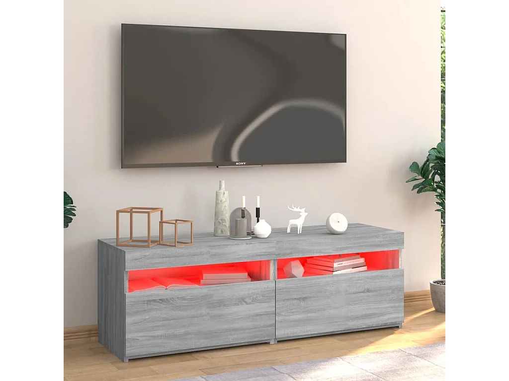 Ilion  Meuble TV avec lumières LED sonoma gris 120x35x40 cm