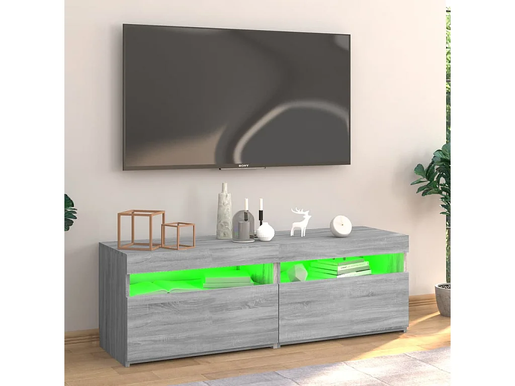 Ilion  Meuble TV avec lumières LED sonoma gris 120x35x40 cm