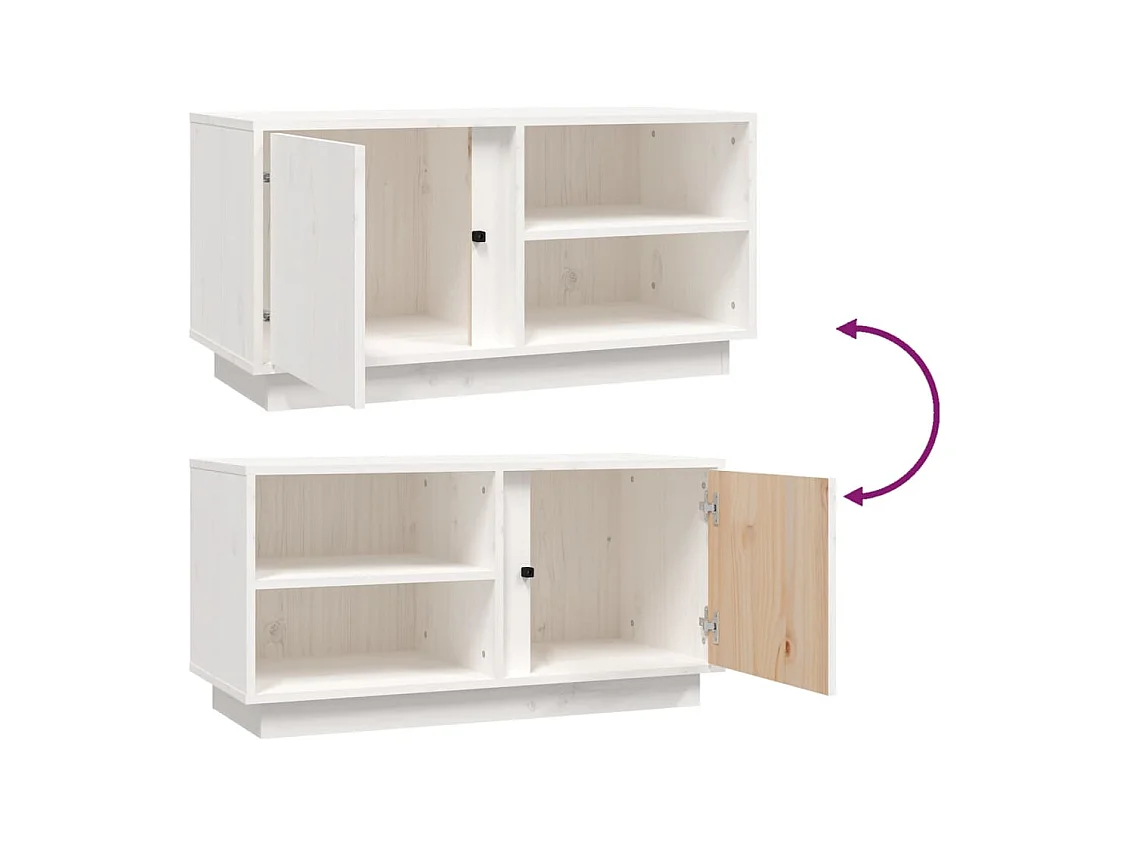 Anne-Suzanne  Meuble TV Blanc 80x35x40,5 cm Bois de pin massif