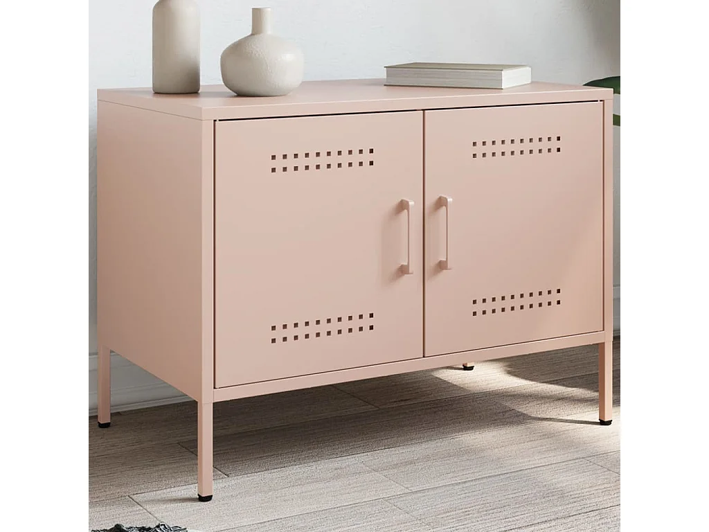 Raena  Meuble TV rose 68x39x50,5 cm acier