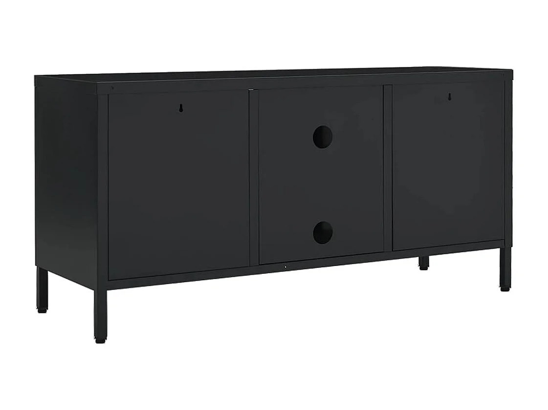 Bylor  Meuble TV Noir 105x35x52 cm Acier et verre