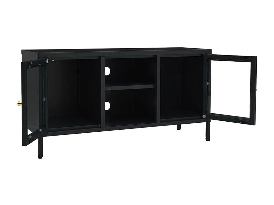 Bylor  Meuble TV Noir 105x35x52 cm Acier et verre