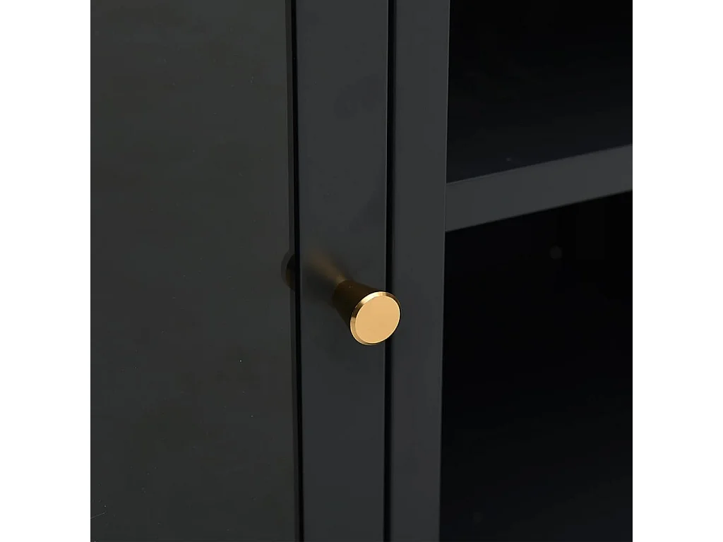 Bylor  Meuble TV Noir 105x35x52 cm Acier et verre