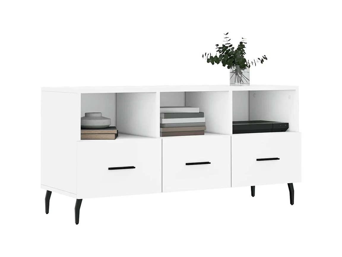 Xandir  Meuble TV blanc 102x36x50 cm bois d'ingénierie