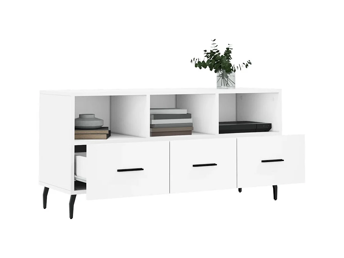 Xandir  Meuble TV blanc 102x36x50 cm bois d'ingénierie