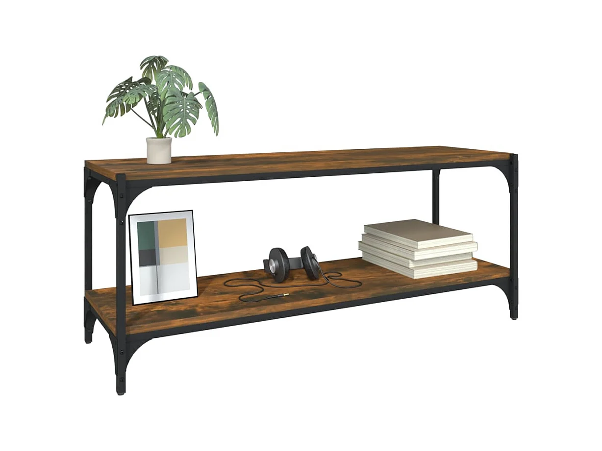 Foster City  Meuble TV Chêne fumé 100x33x41 cm Bois d'ingénierie et acier