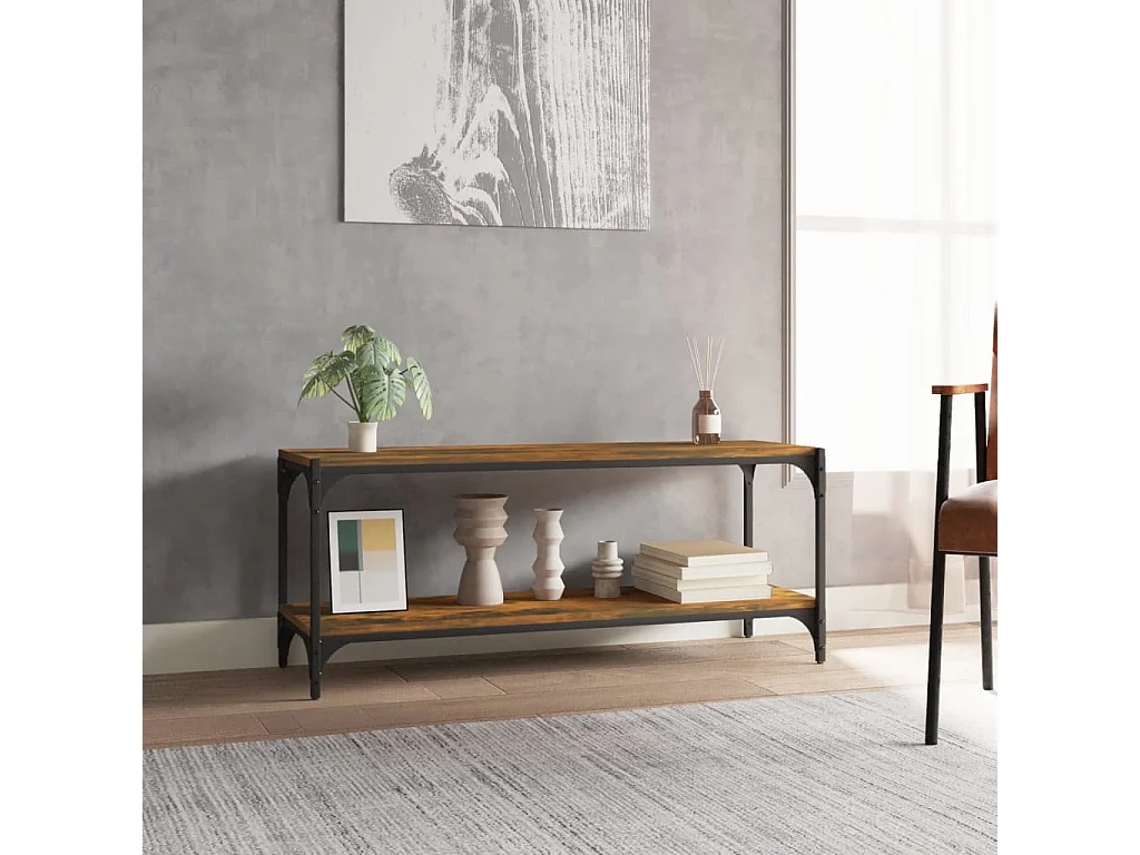 Foster City  Mueble para TV contrachapada y acero roble ahumado 100x33x41 cm