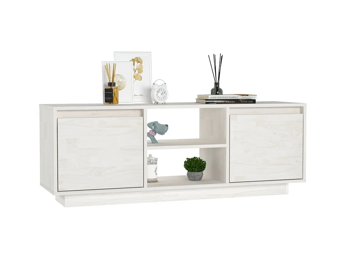 Saif  Meuble TV Blanc 110x30x40 cm Bois de pin massif