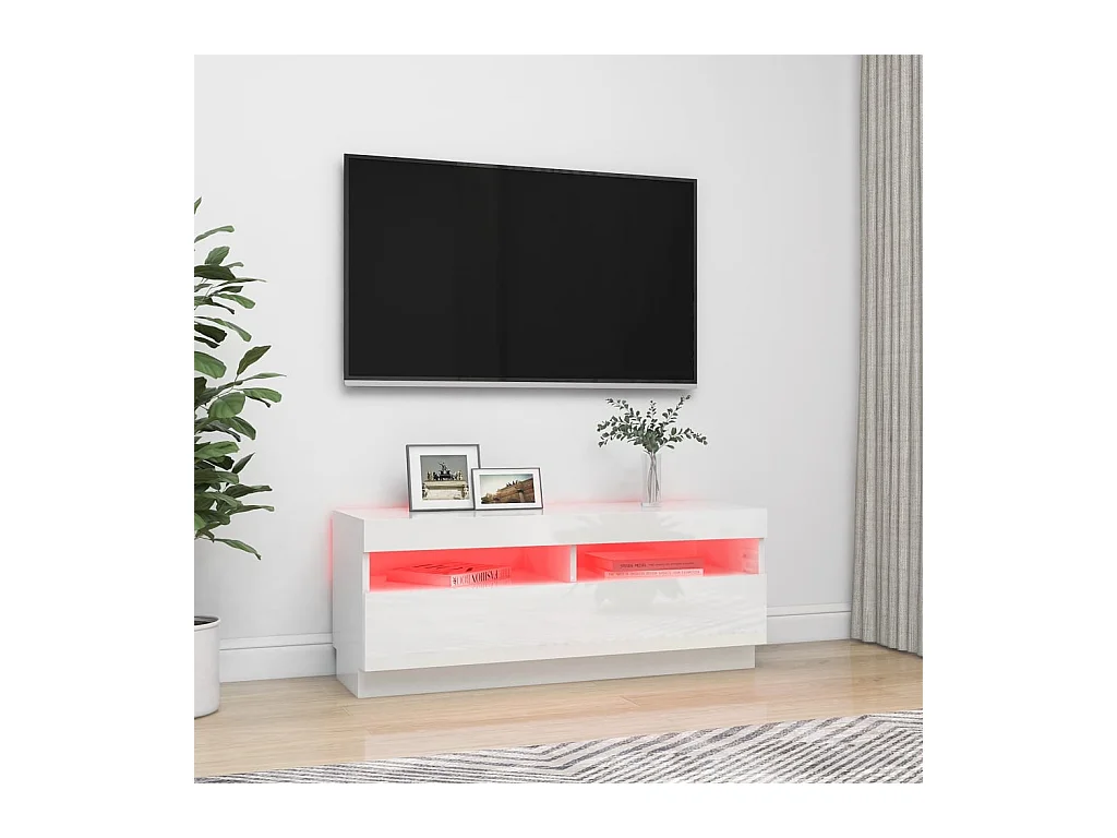 Roelant  Tv-meubel met LED-verlichting 100x35x40 cm hoogglans wit