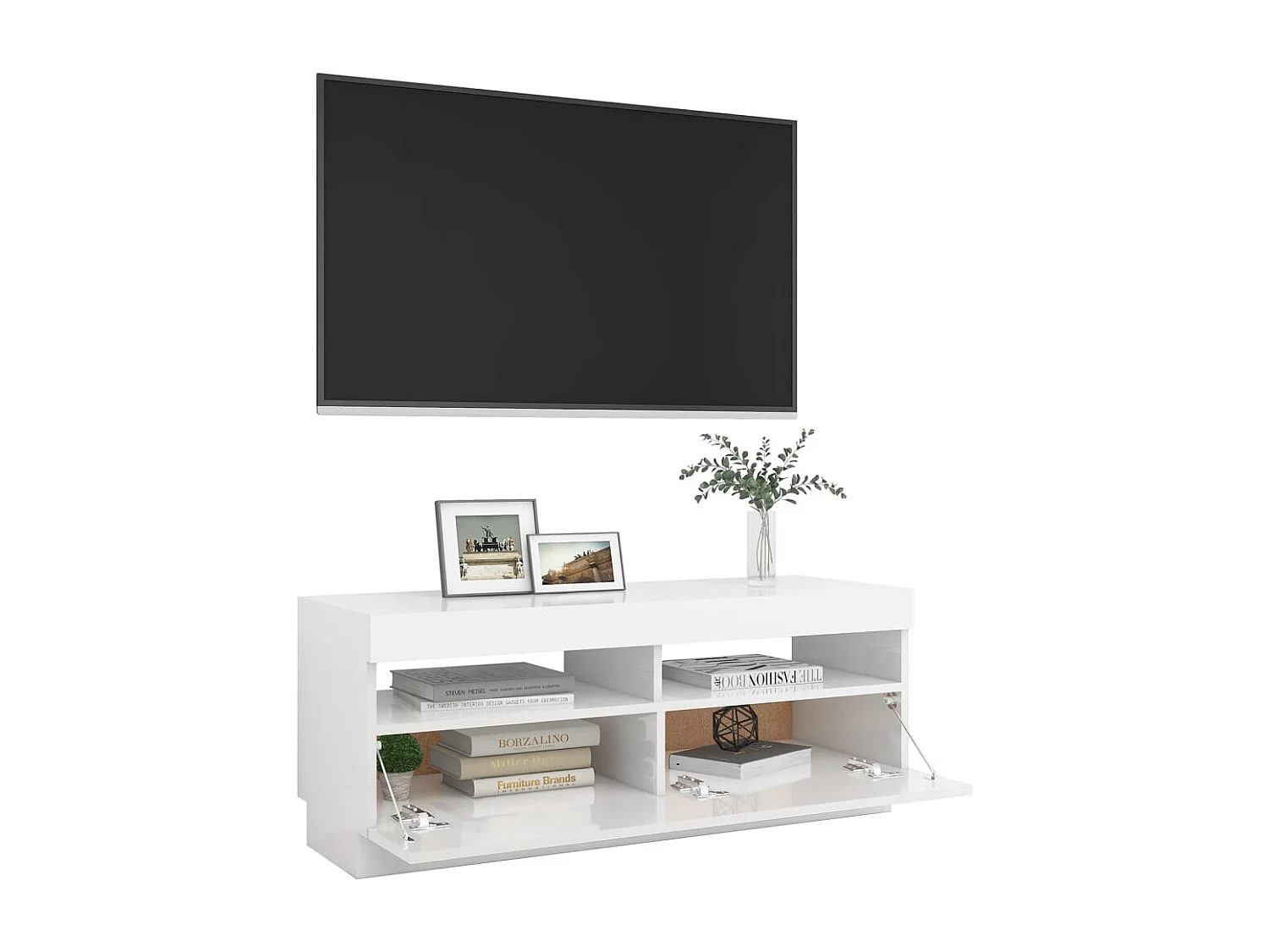 Roelant  Tv-meubel met LED-verlichting 100x35x40 cm hoogglans wit