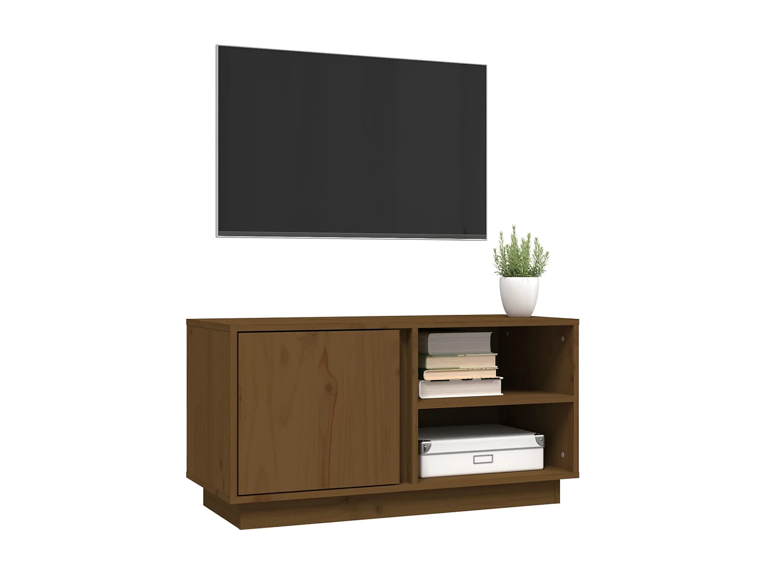 Anne-Suzanne  Meuble TV Marron miel 80x35x40,5 cm Bois de pin massif