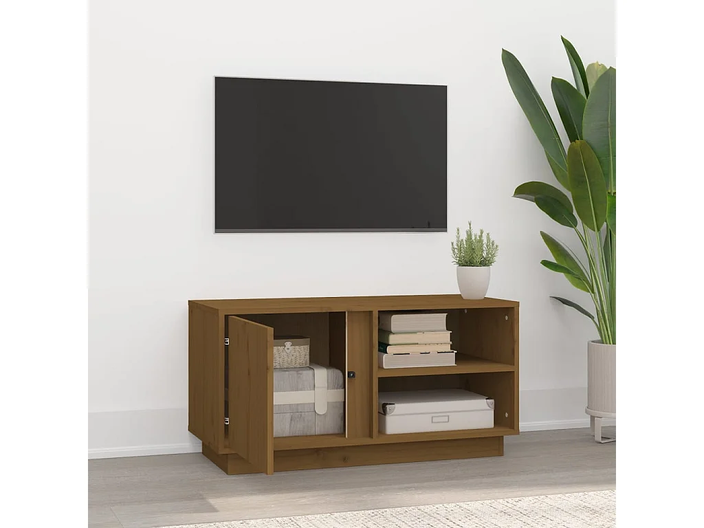 Anne-Suzanne  Meuble TV Marron miel 80x35x40,5 cm Bois de pin massif