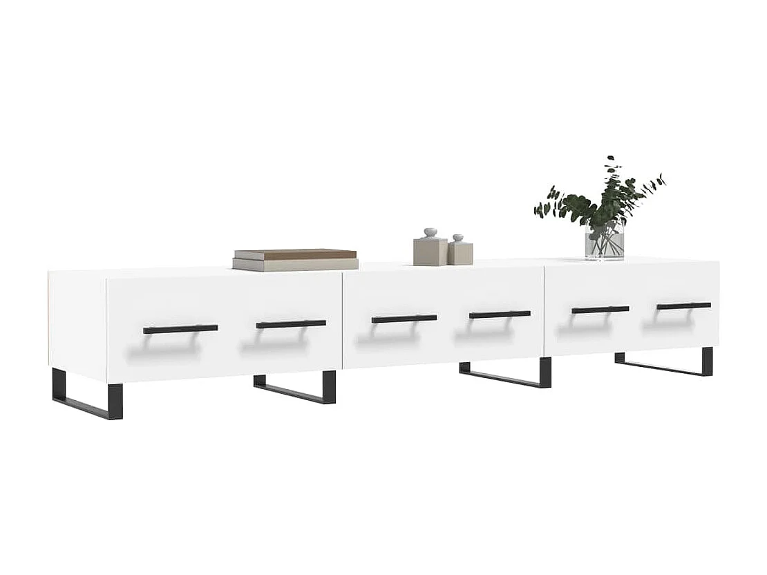 Hermitage  Meuble TV blanc 150x36x30 cm bois d'ingénierie