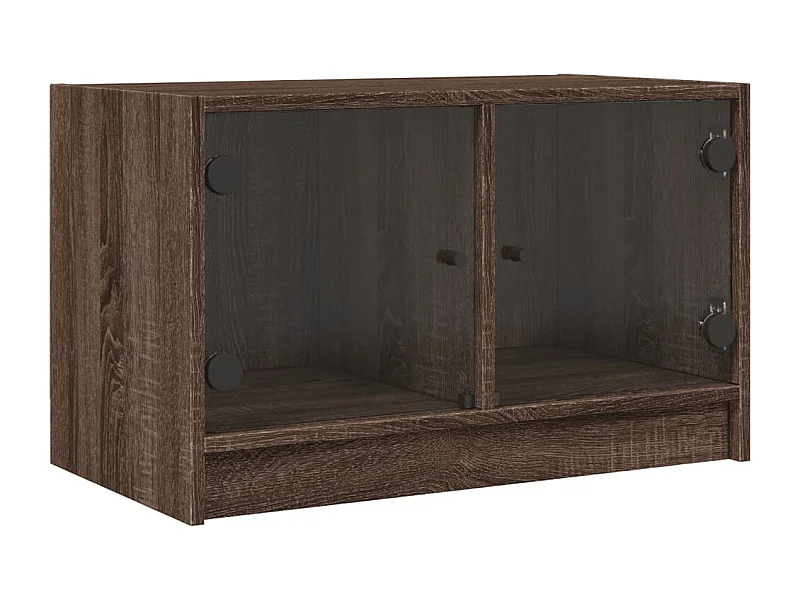 Herpen  Mueble de TV con puertas de vidrio marrón roble 68x37x42 cm