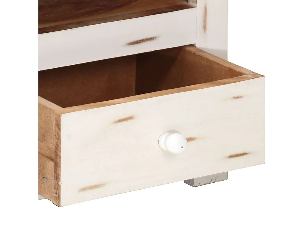 Becky  Meuble TV Bois massif d'acacia 110x30x40 cm Blanc