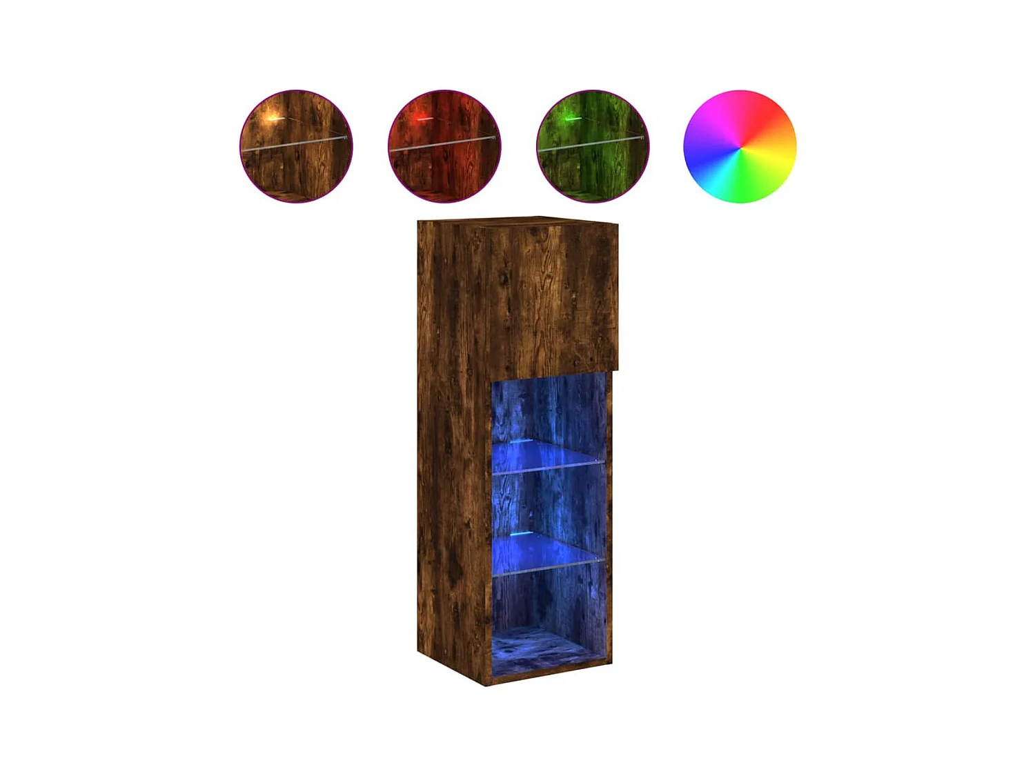 Almar  Meuble TV avec lumières LED chêne fumé 30,5x30x90 cm