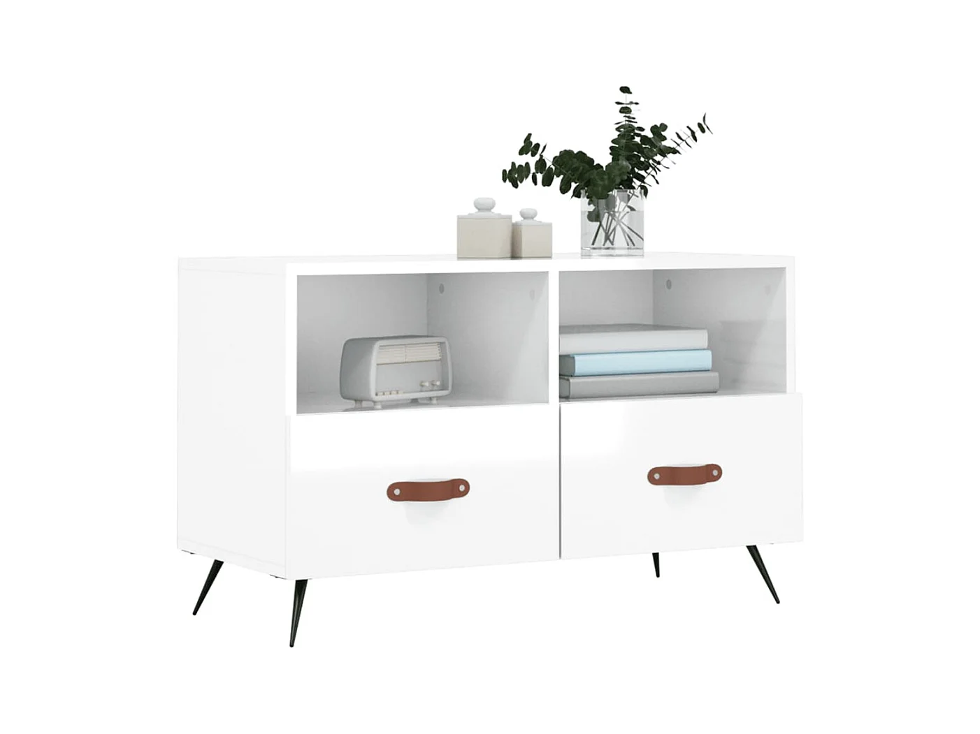 Lee  Meuble TV Blanc brillant 80x36x50 cm Bois d'ingénierie