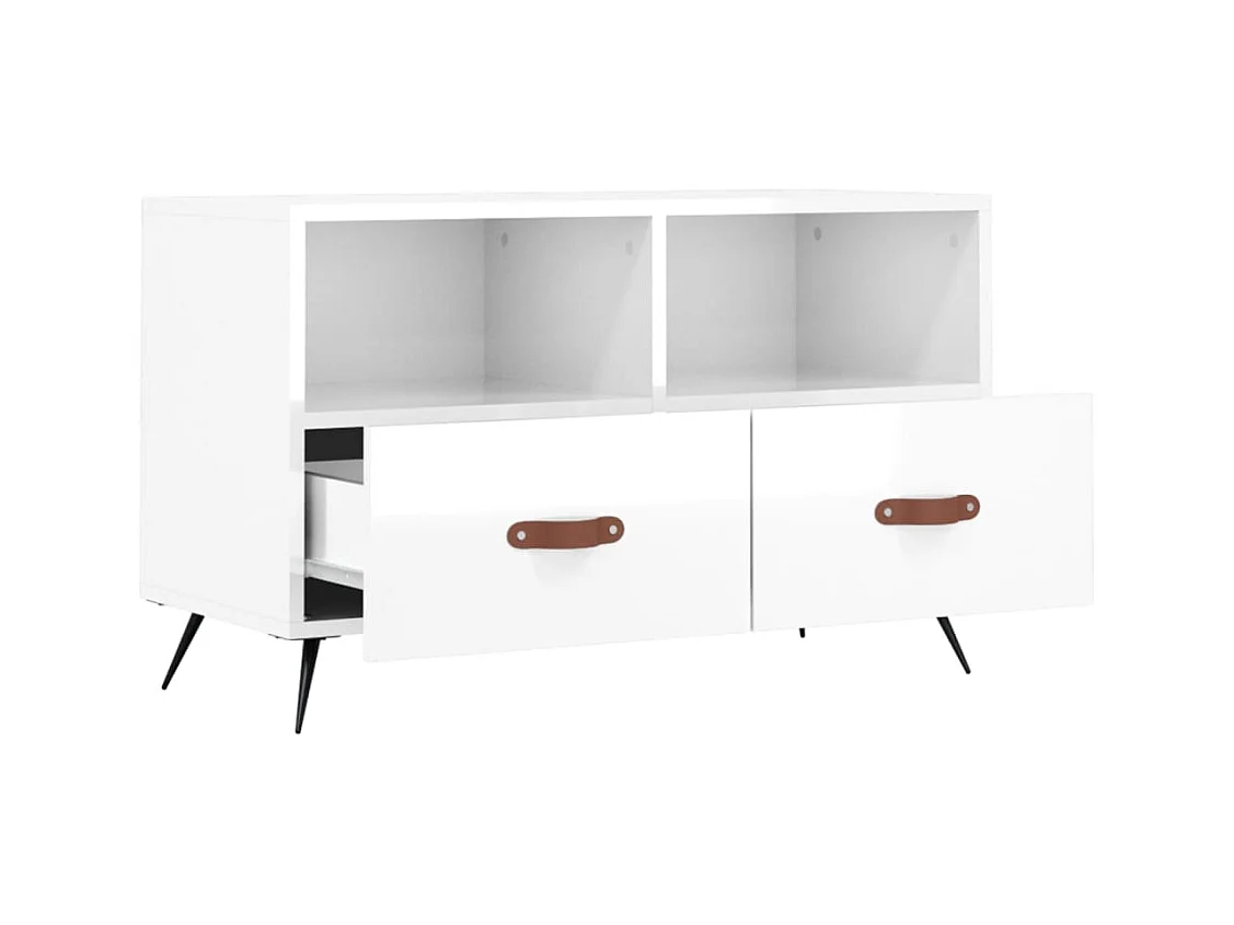 Lee  Meuble TV Blanc brillant 80x36x50 cm Bois d'ingénierie