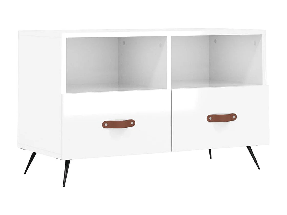 Lee  Meuble TV Blanc brillant 80x36x50 cm Bois d'ingénierie