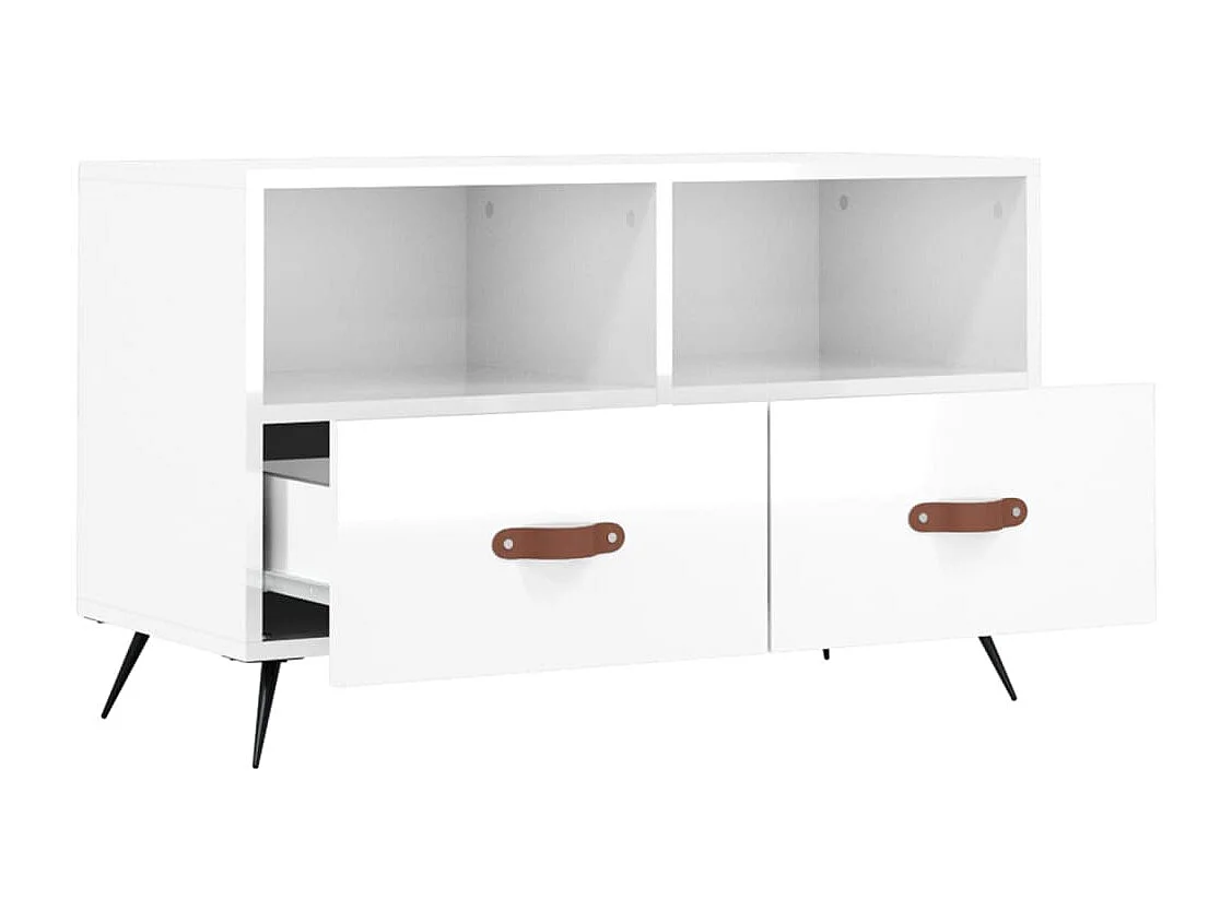 Lee  Meuble TV Blanc brillant 80x36x50 cm Bois d'ingénierie