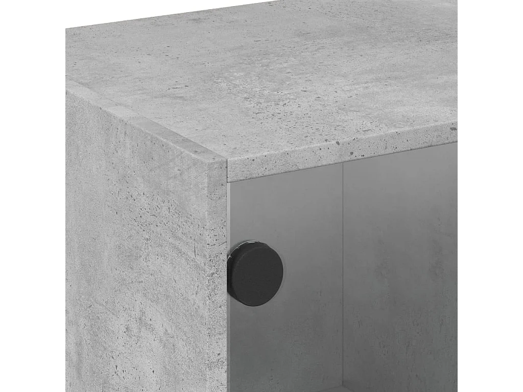 Herpen  Mueble de TV con puertas de vidrio gris hormigón 68x37x42 cm