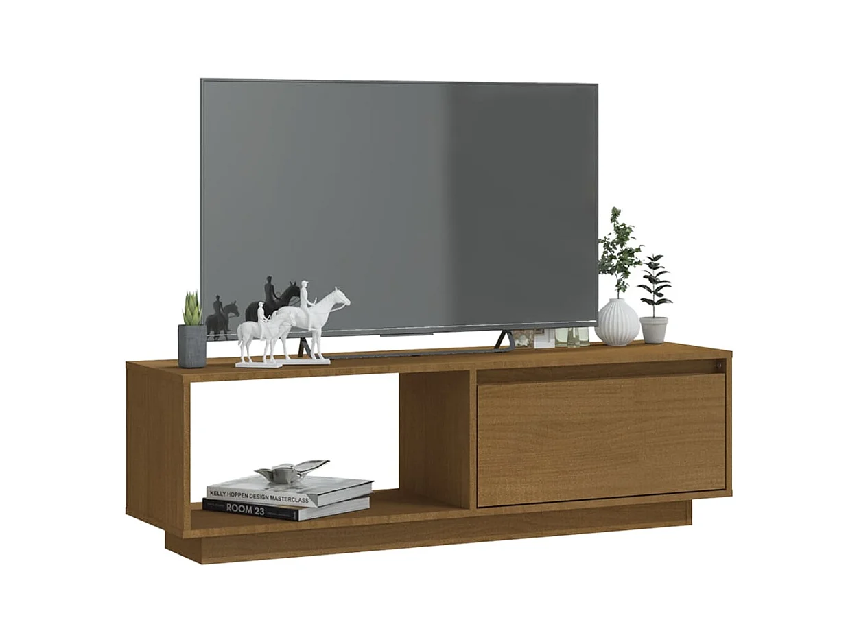 Ymarik  Tv-meubel 110x30x33,5 cm massief grenenhout honingbruin