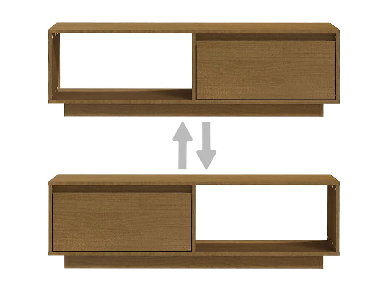 Ymarik  Meuble TV Marron miel 110x30x33,5 cm Bois de pin massif