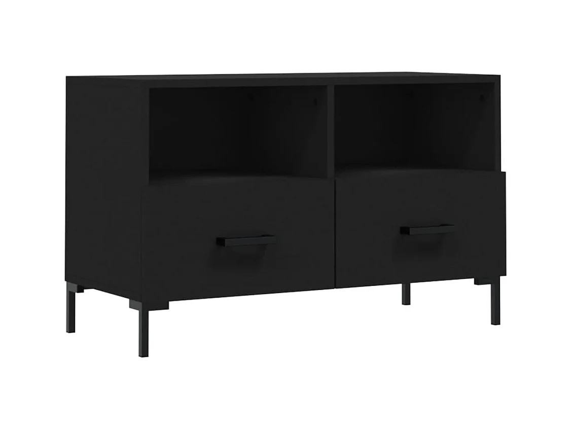 Hirlen  Meuble TV Noir 80x36x50 cm Bois d'ingénierie