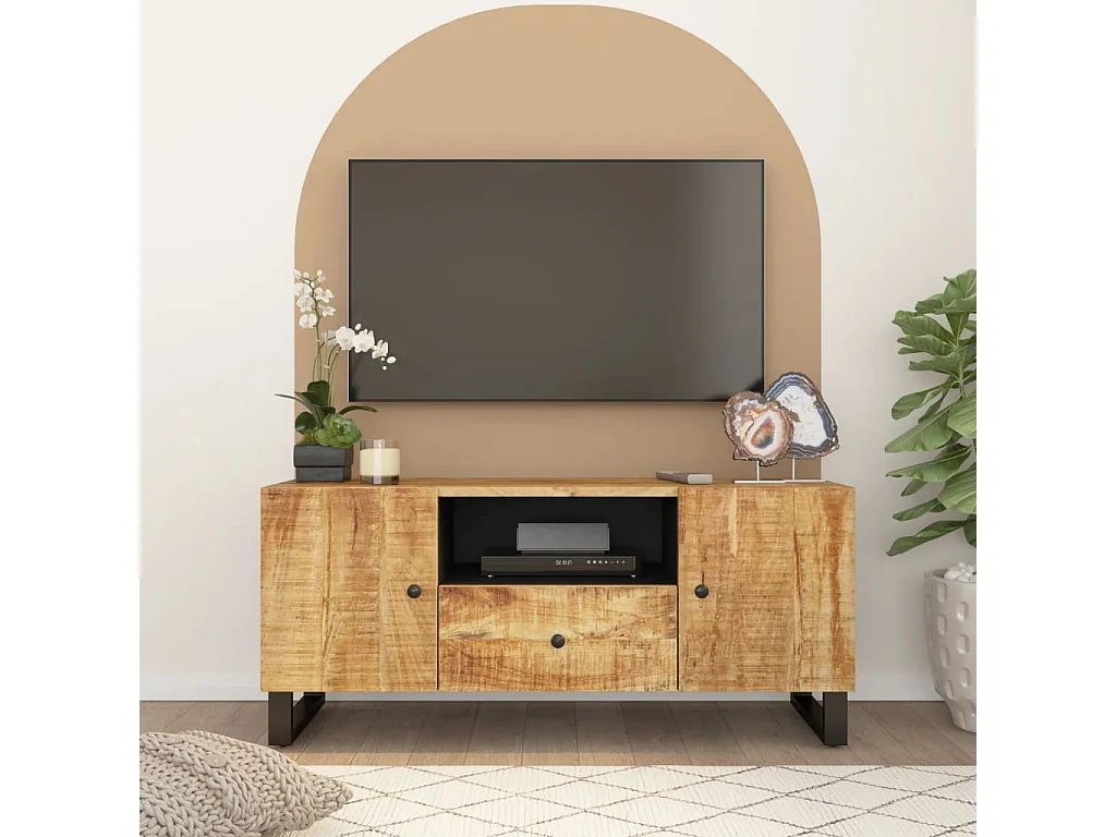 Invar  Mueble de TV madera mango y madera contrachapada 105x33,5x46 cm