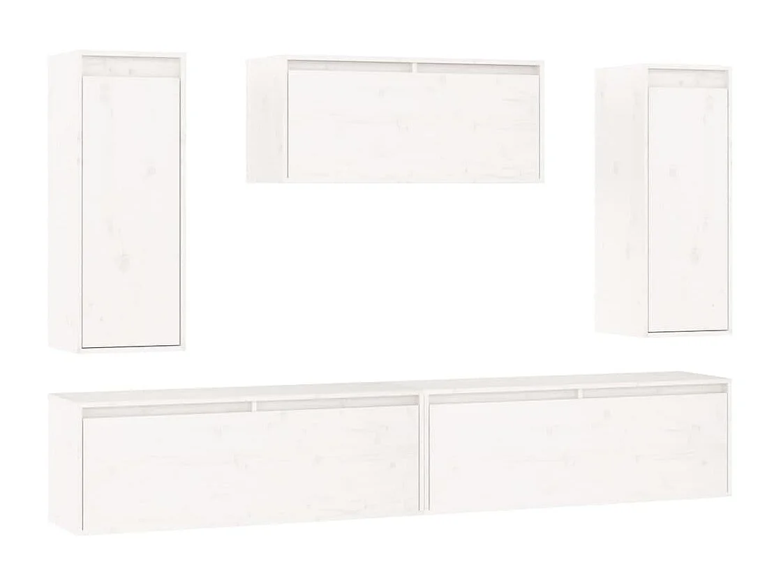 Brynri  Meubles TV 5 pcs Blanc Bois massif de pin