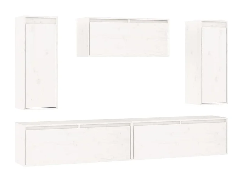Brynri  Meubles TV 5 pcs Blanc Bois massif de pin