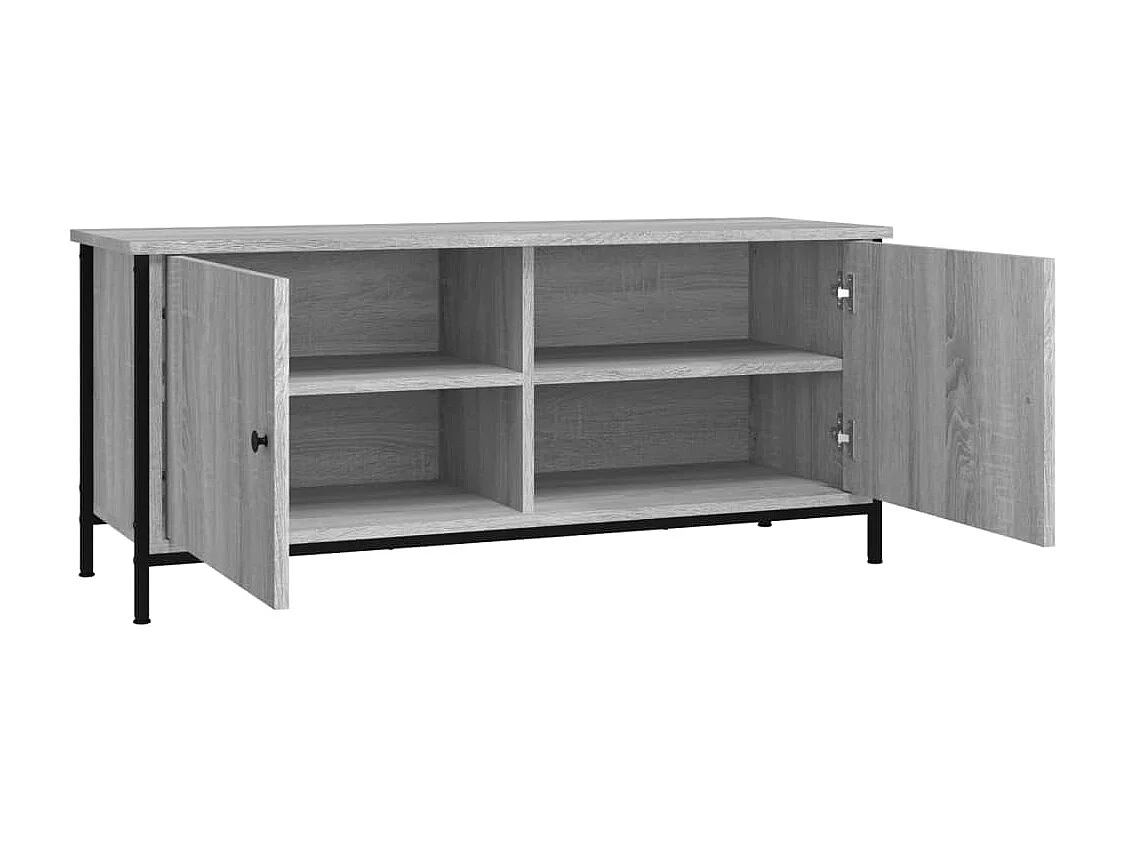 Ballyknockan  Mueble TV con puertas contrachapada gris Sonoma 102x35x45 cm