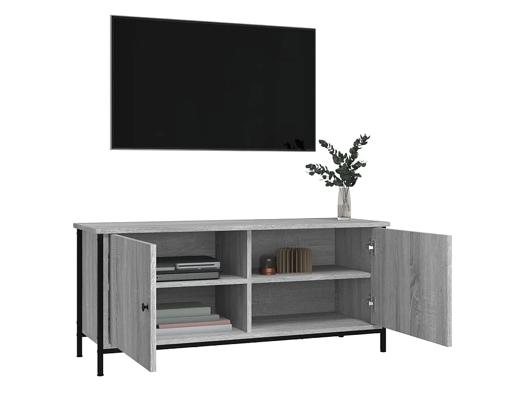 Ballyknockan  Meuble TV avec portes sonoma gris 102x35x45cm bois d'ingénierie