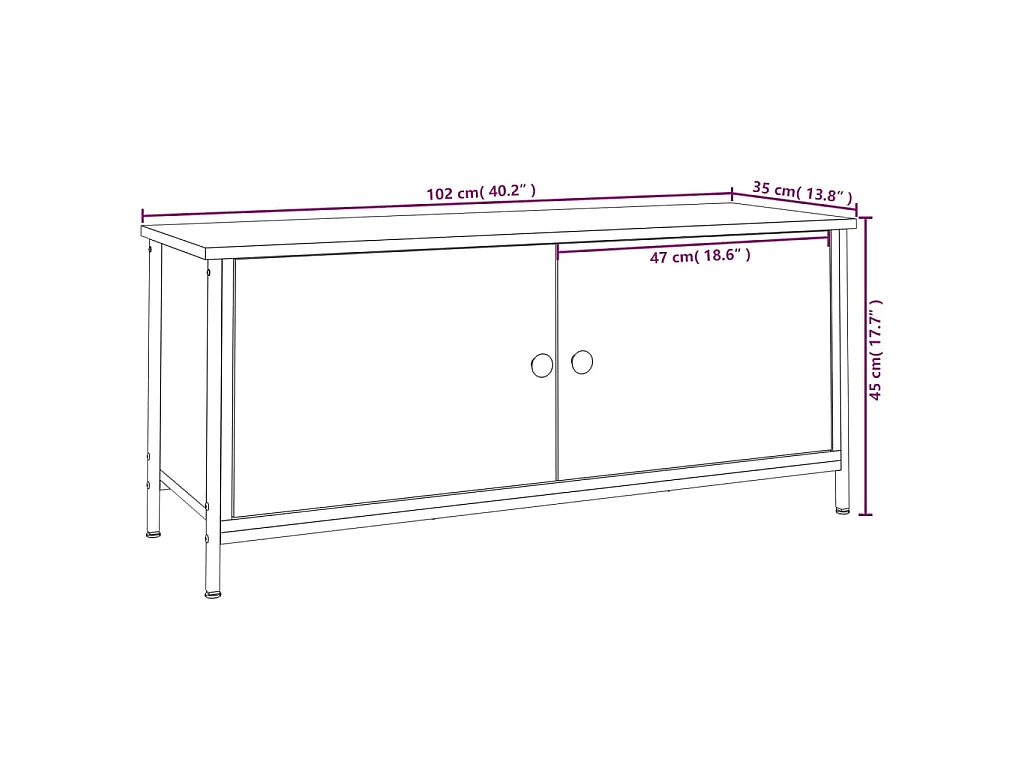 Ballyknockan  Meuble TV avec portes sonoma gris 102x35x45cm bois d'ingénierie