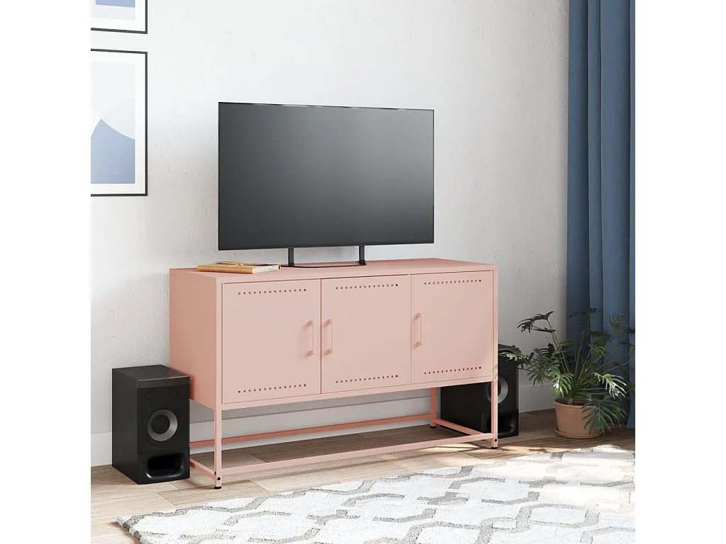 Vornar  Meuble TV rose 100,5x39x60,5 cm acier