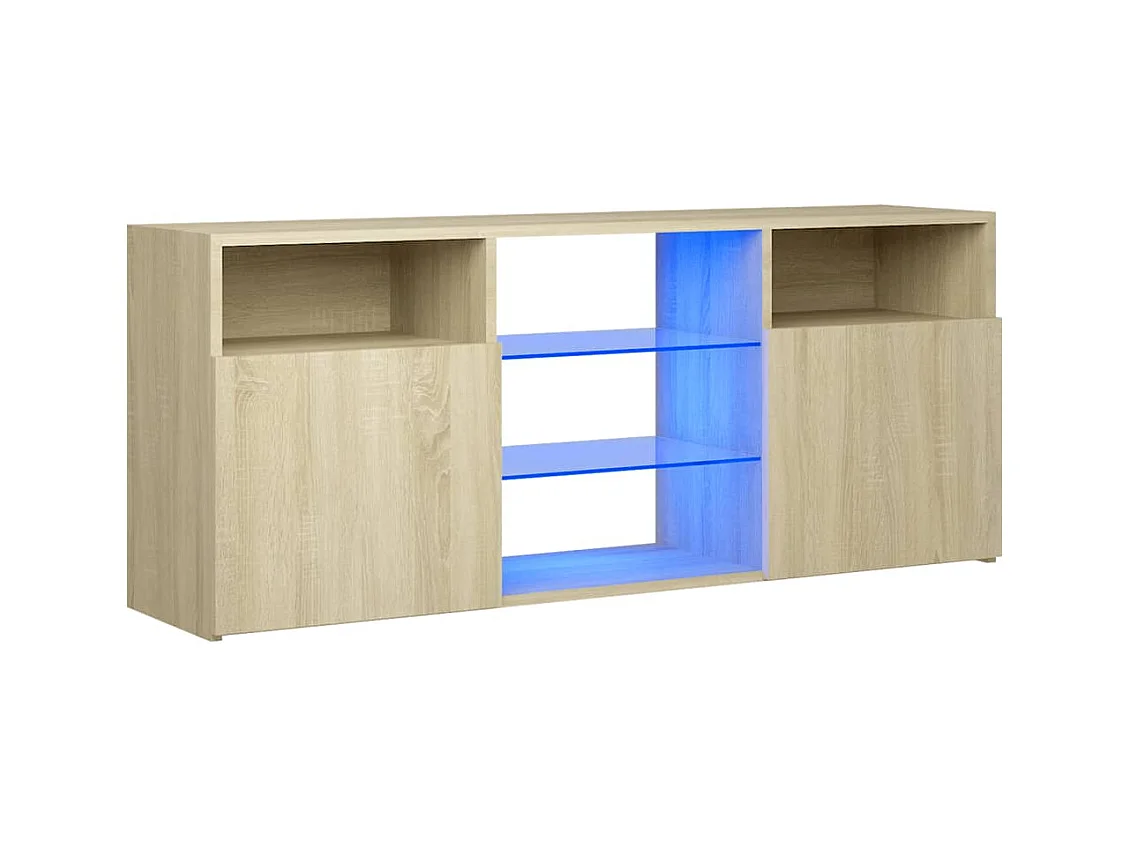 Webster City  Meuble TV avec lumières LED chêne sonoma 120x30x50 cm