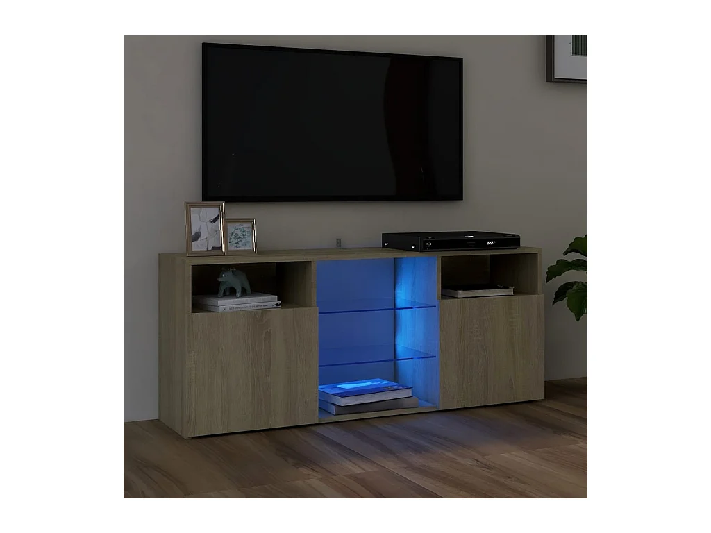 Webster City  Meuble TV avec lumières LED chêne sonoma 120x30x50 cm