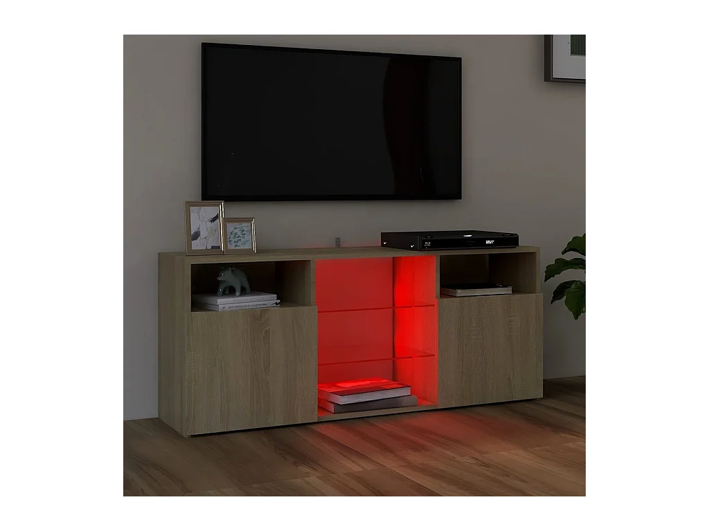 Webster City  Meuble TV avec lumières LED chêne sonoma 120x30x50 cm