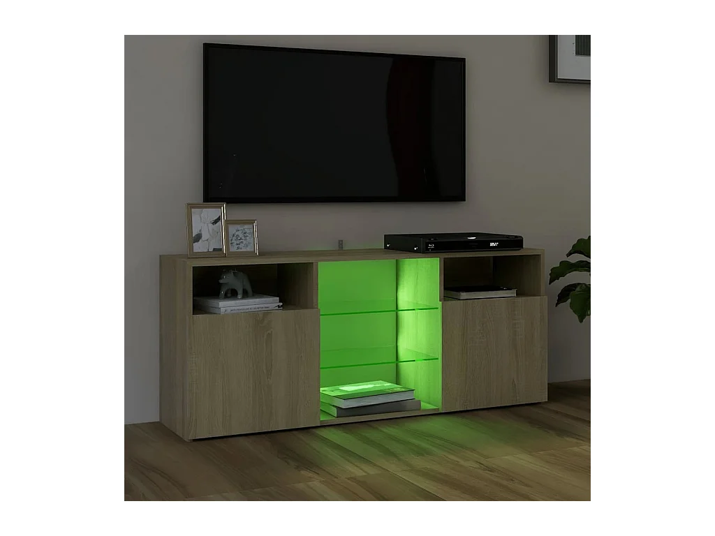 Webster City  Meuble TV avec lumières LED chêne sonoma 120x30x50 cm